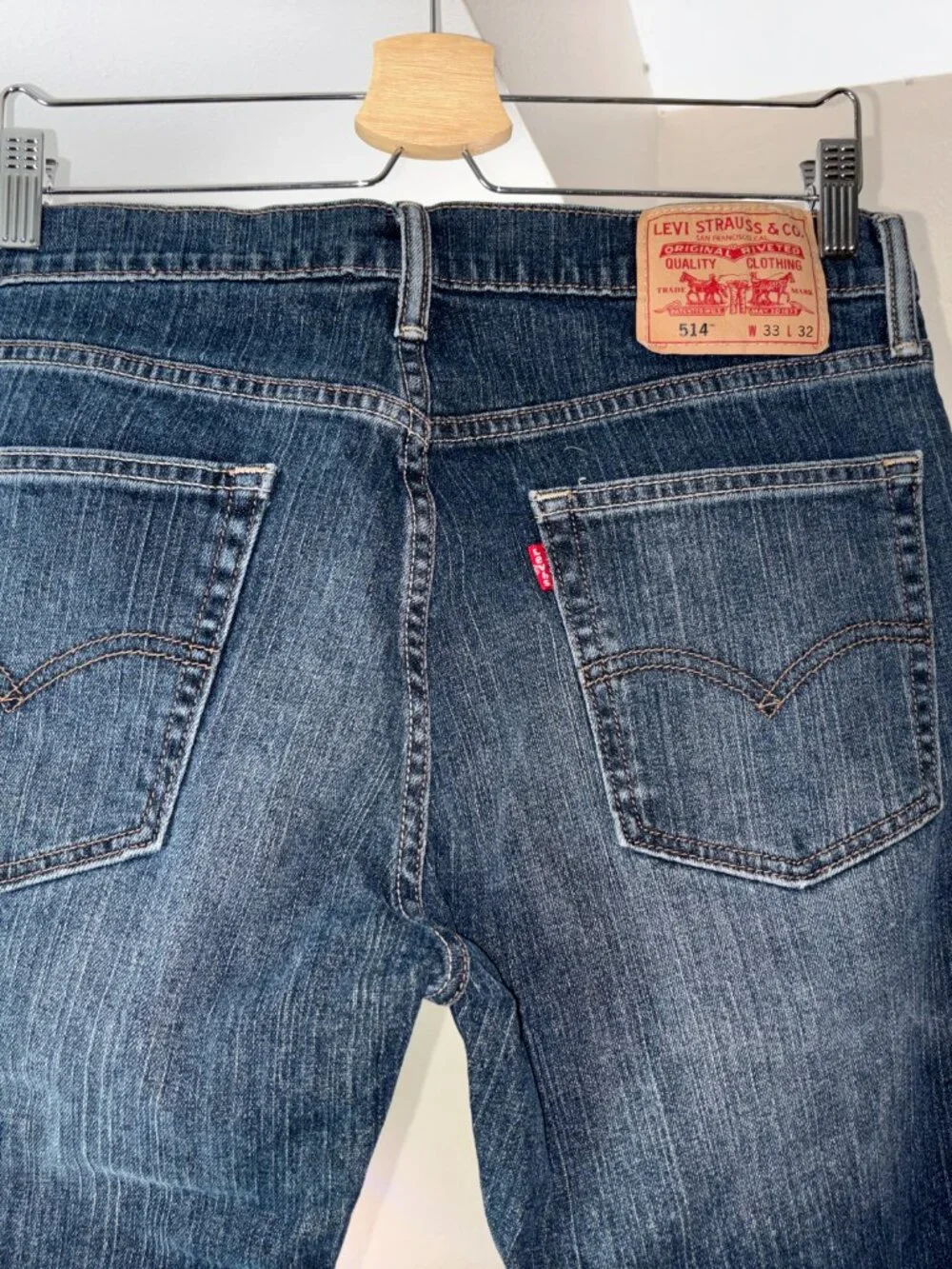 Levi’s 514 Straight Fit Jeans Dark Wash Denim 33x32 Like New Condition